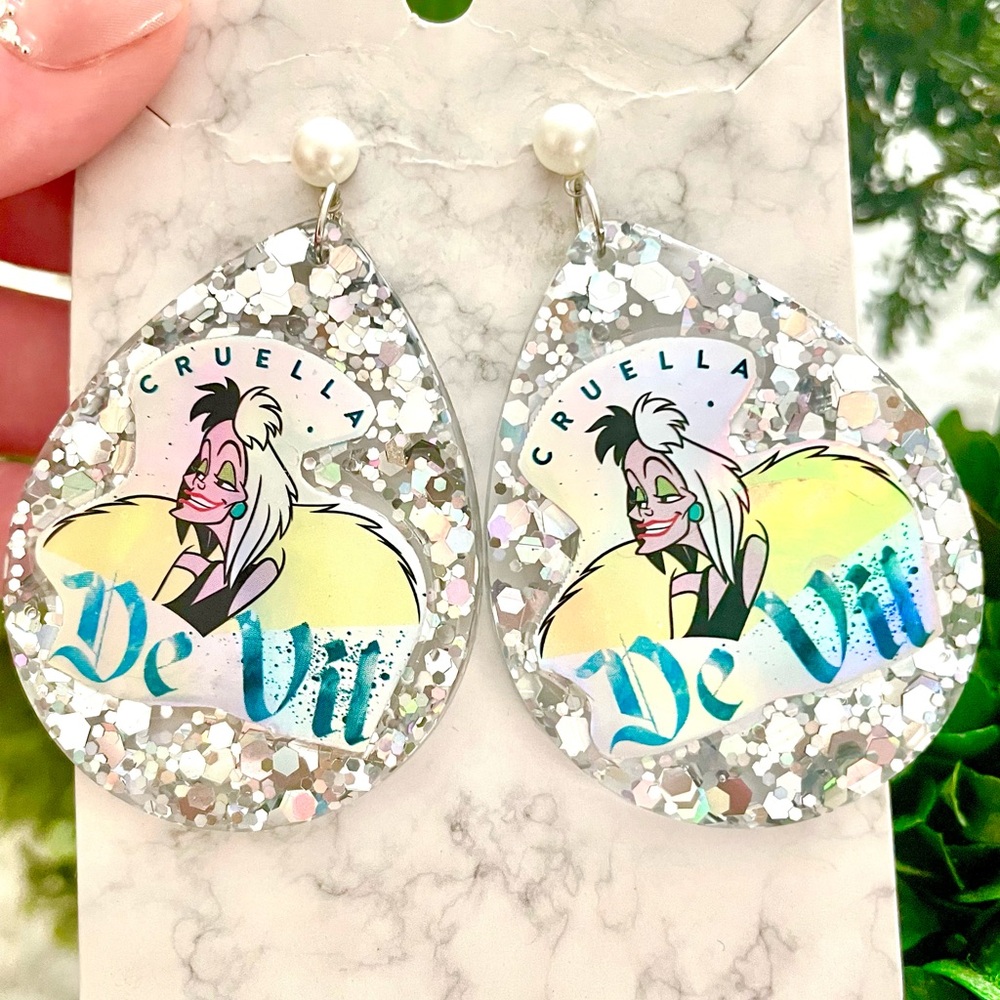 Cruella Deville Acrylic Dangle Earrings